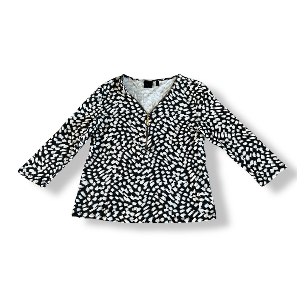 [Rafaella] Cheetah Print Zipper Top
